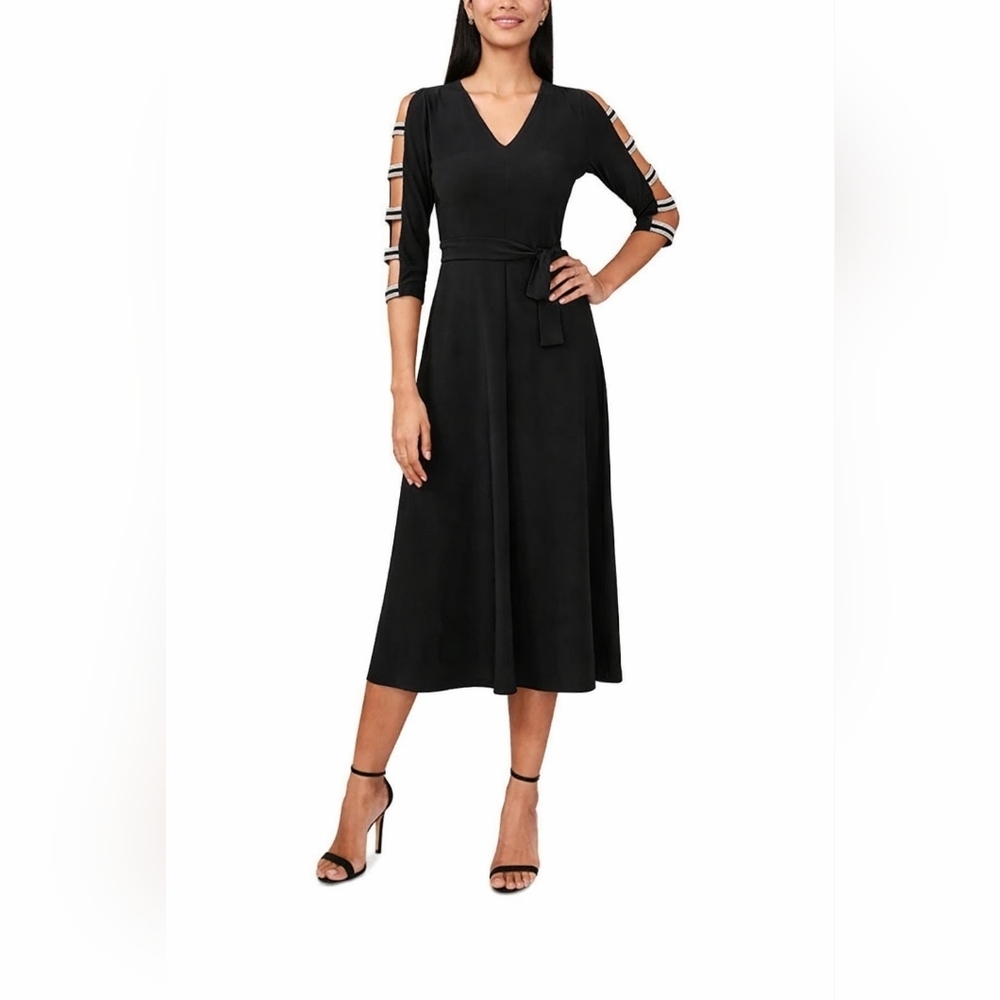 MSK Silver and Black Sequin Gown for Cocktail